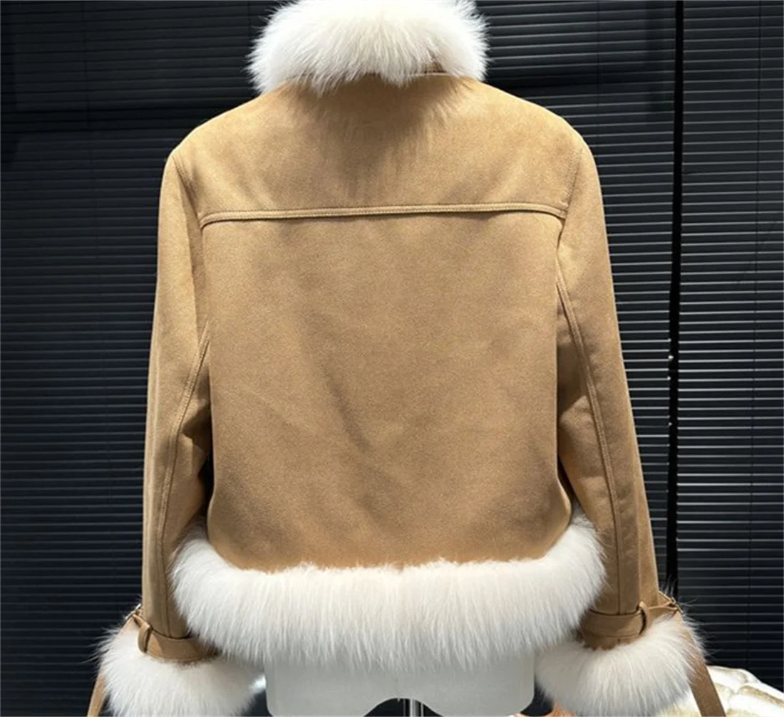 Melad Composite Fur Coat for Women, Autumn/Winter 2025 New Collection, Suede Short, Environmentally Friendly Fox Fur Grass Top