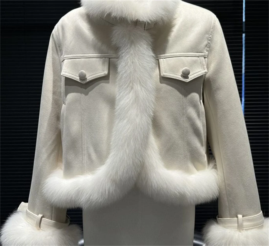 Melad Composite Fur Coat for Women, Autumn/Winter 2025 New Collection, Suede Short, Environmentally Friendly Fox Fur Grass Top