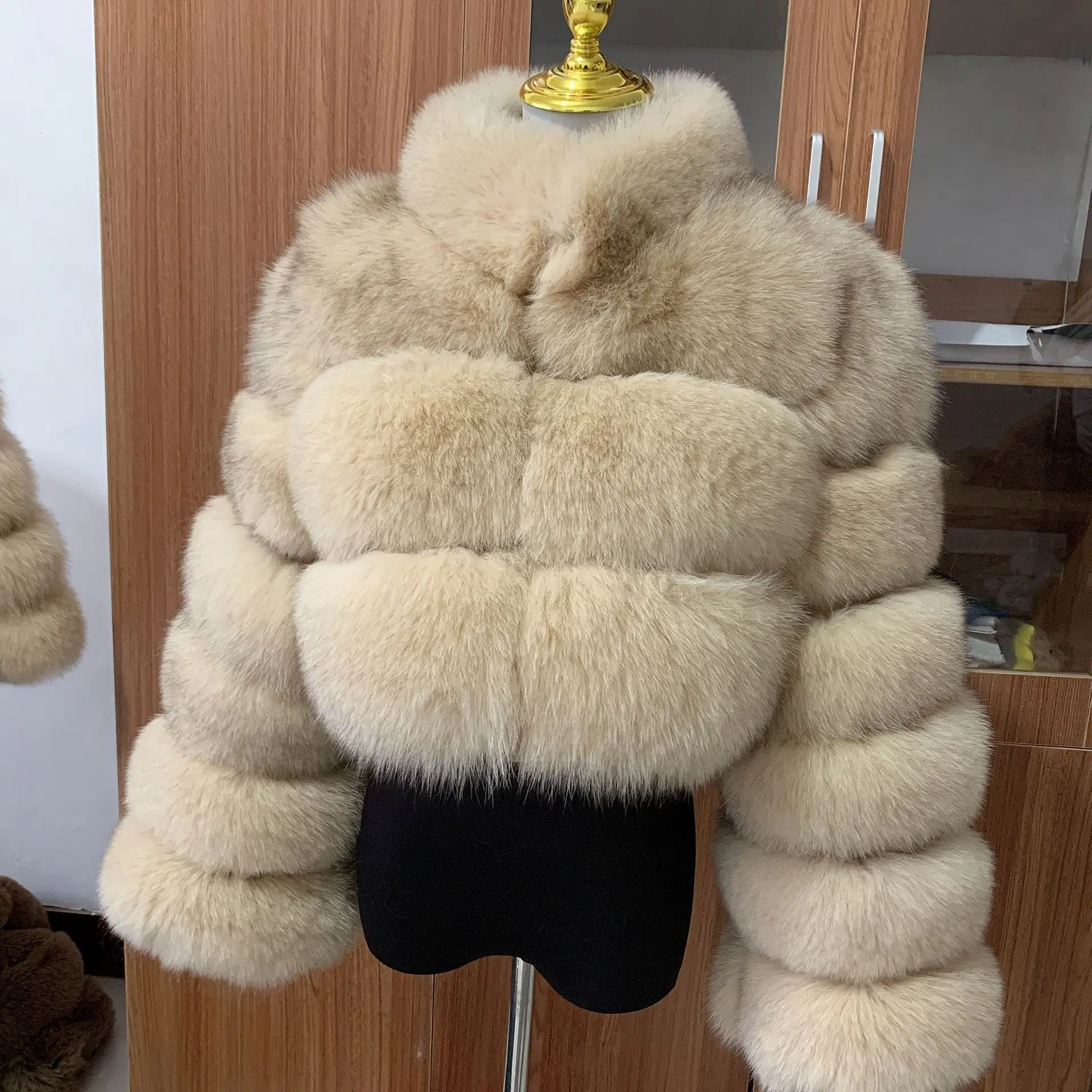 Women Faux Fur Coat Short Coats Stand Collar Zipper Jackets Open Stitch Warm Thick Elegant Splice Autumn Winter Furry Outerwear