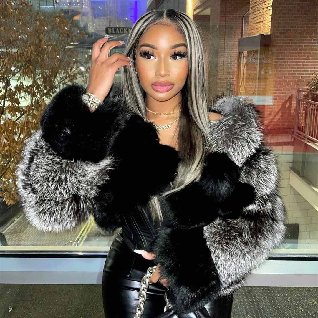 Women Faux Fur Coat Short Coats Stand Collar Zipper Jackets Open Stitch Warm Thick Elegant Splice Autumn Winter Furry Outerwear