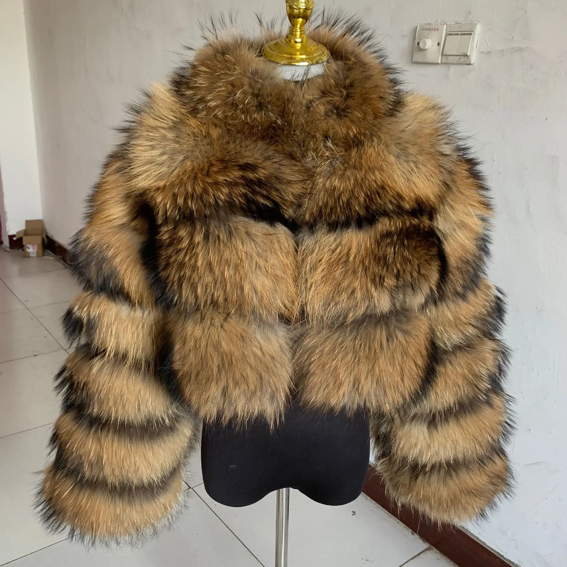 Women Faux Fur Coat Short Coats Stand Collar Zipper Jackets Open Stitch Warm Thick Elegant Splice Autumn Winter Furry Outerwear