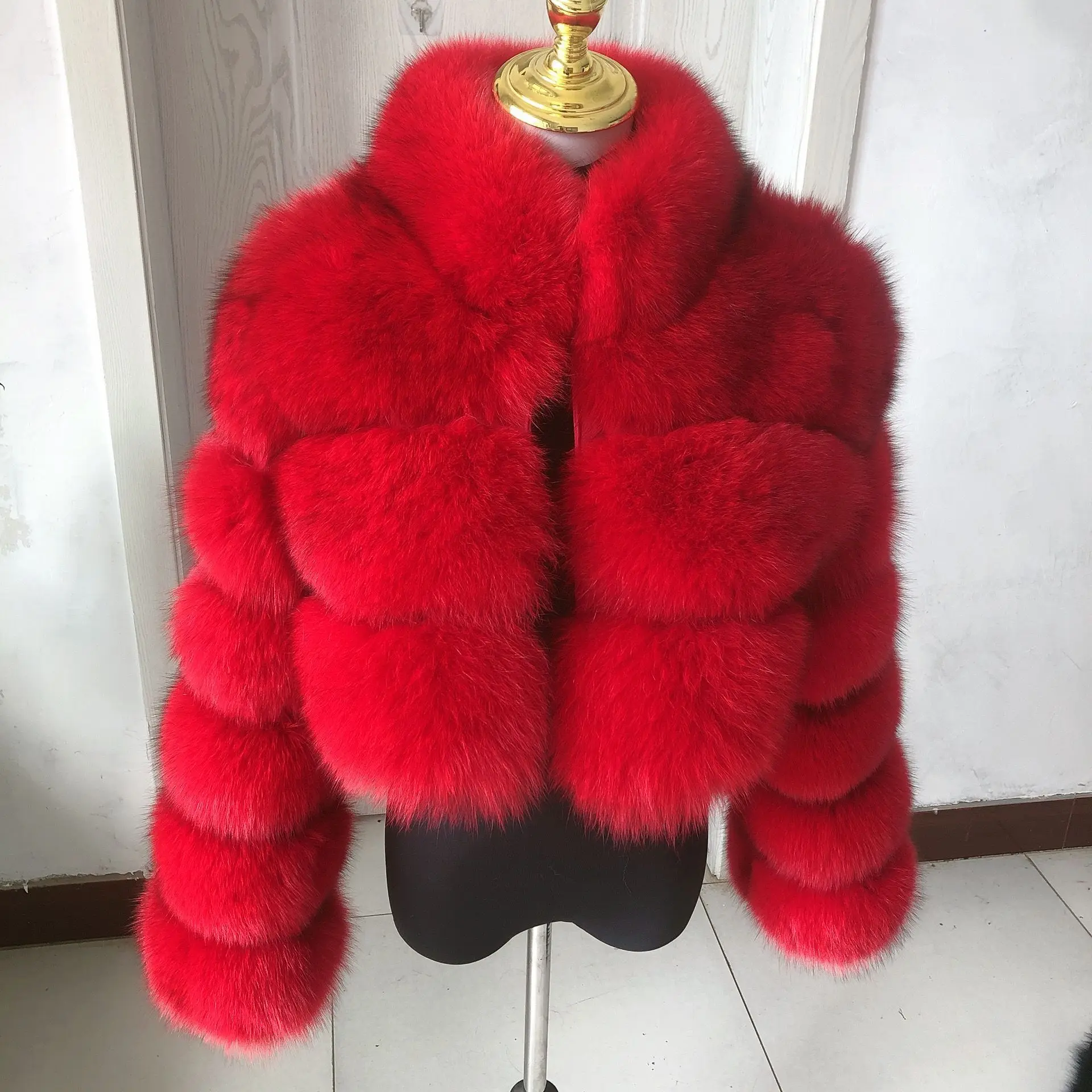 Women Faux Fur Coat Short Coats Stand Collar Zipper Jackets Open Stitch Warm Thick Elegant Splice Autumn Winter Furry Outerwear