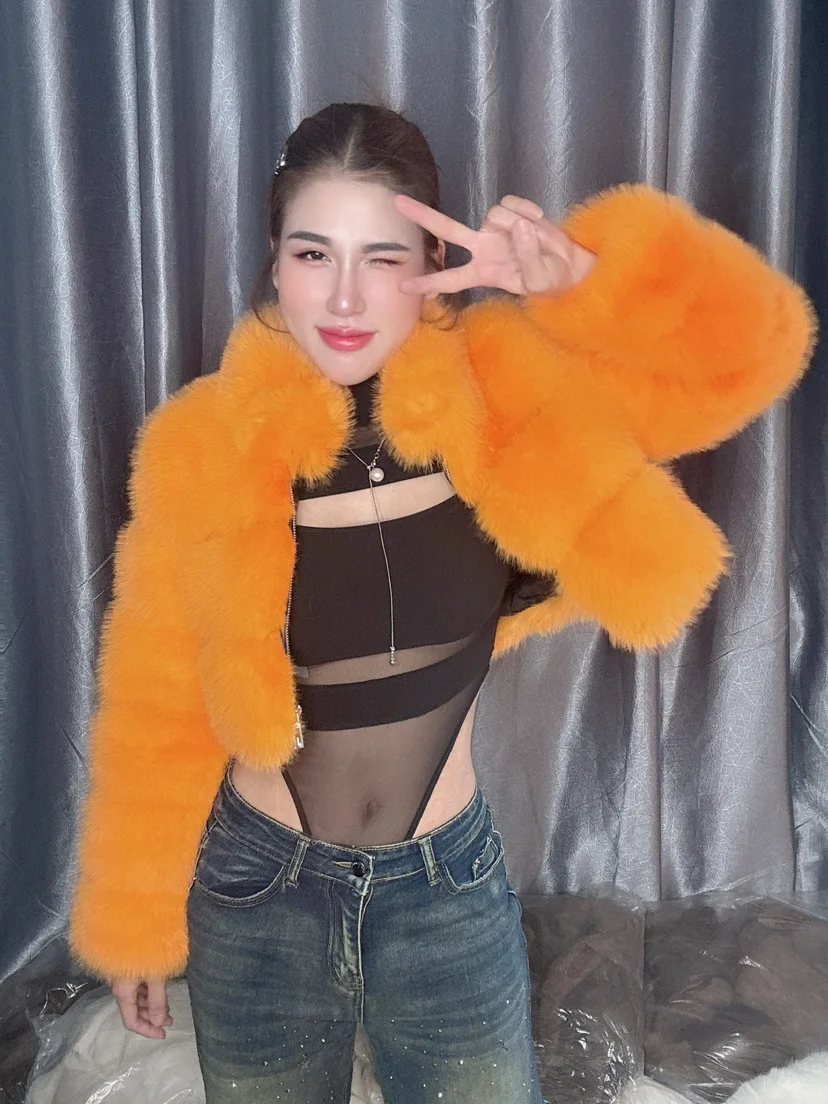 Women Faux Fur Coat Short Coats Stand Collar Zipper Jackets Open Stitch Warm Thick Elegant Splice Autumn Winter Furry Outerwear