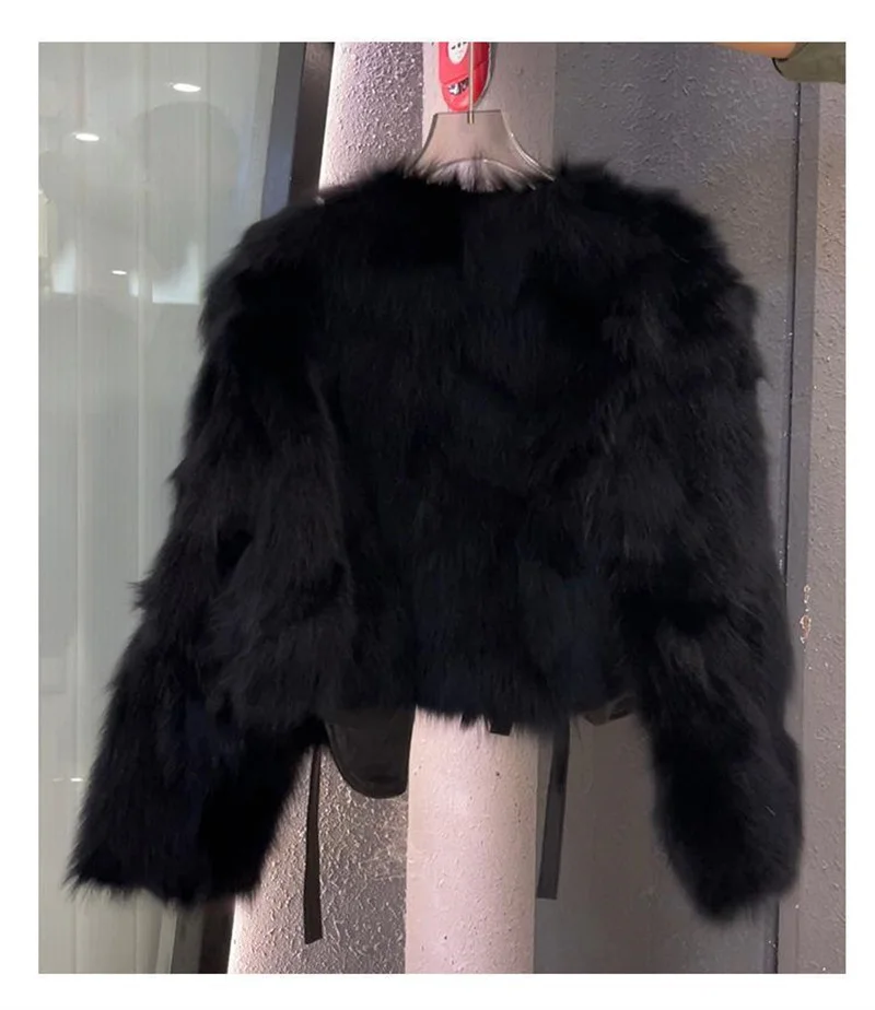 Ladies Lace Up Long Sleeves Imitation Fox Fur Jacket 2026 Female Faux Fur Tops Coat  Autumn Winter Women Fashion Plush Overcoat