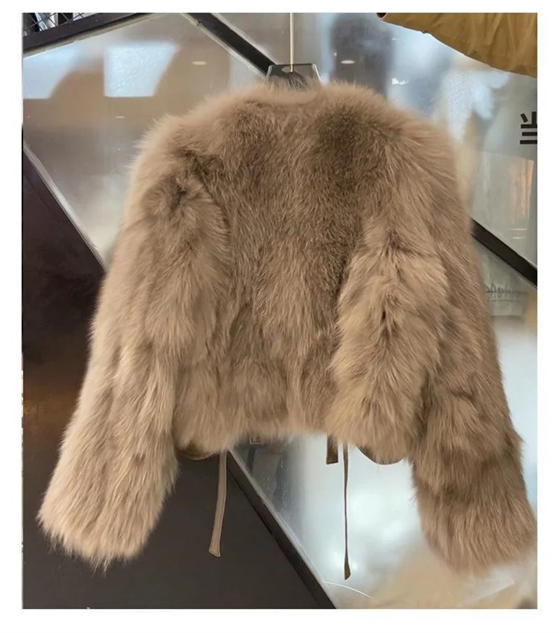 Ladies Lace Up Long Sleeves Imitation Fox Fur Jacket 2026 Female Faux Fur Tops Coat  Autumn Winter Women Fashion Plush Overcoat