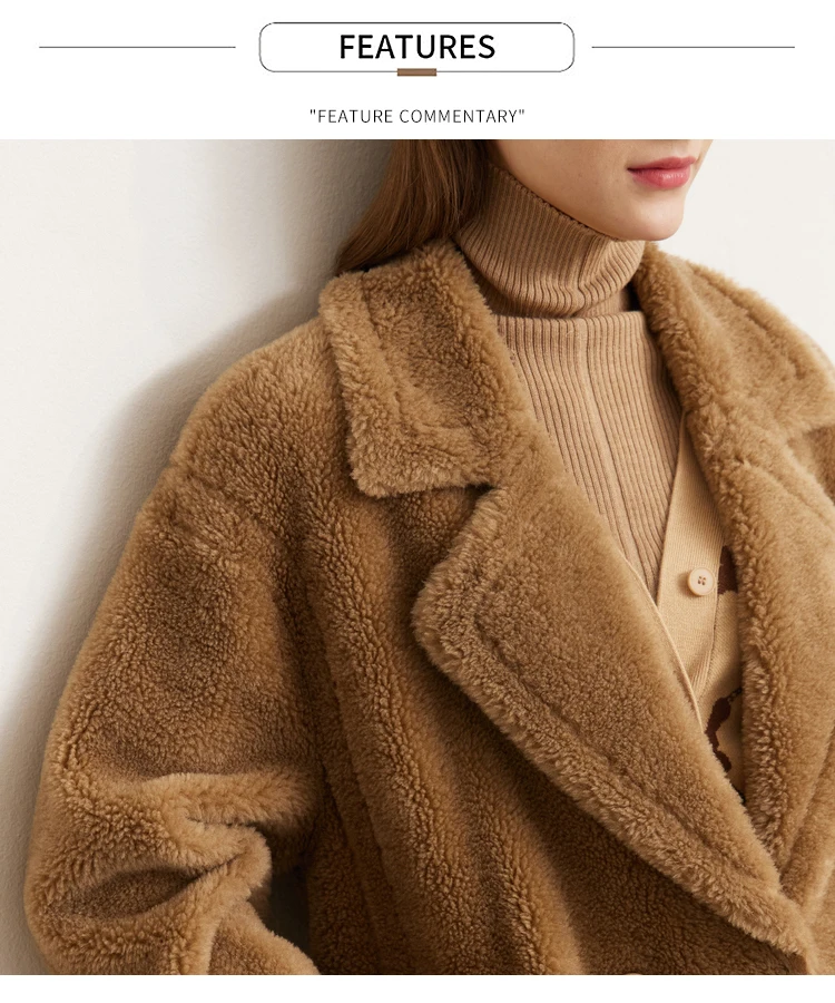 Amii Fur Coat 2026 Winter New Warm Office Lady Turn-Down Collar Full Wool Outerwears Straight Double-breasted Coat 12554013