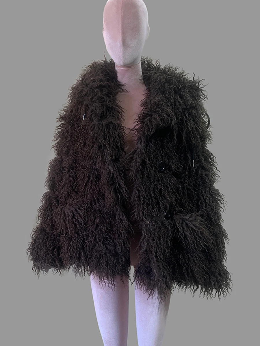Nerazzurri Winter Short Oversized Warm Shaggy Fuzzy Striped Faux Mongolian Fur Coat Women High Quality Fluffy Hooded Jacket 2026
