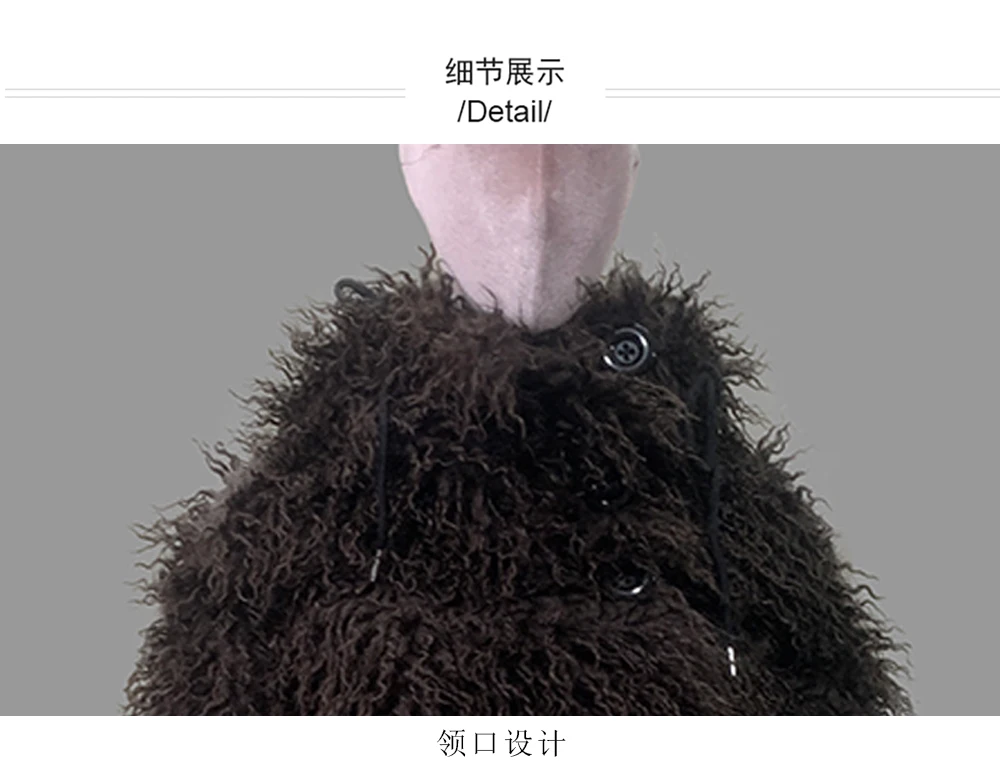 Nerazzurri Winter Short Oversized Warm Shaggy Fuzzy Striped Faux Mongolian Fur Coat Women High Quality Fluffy Hooded Jacket 2026