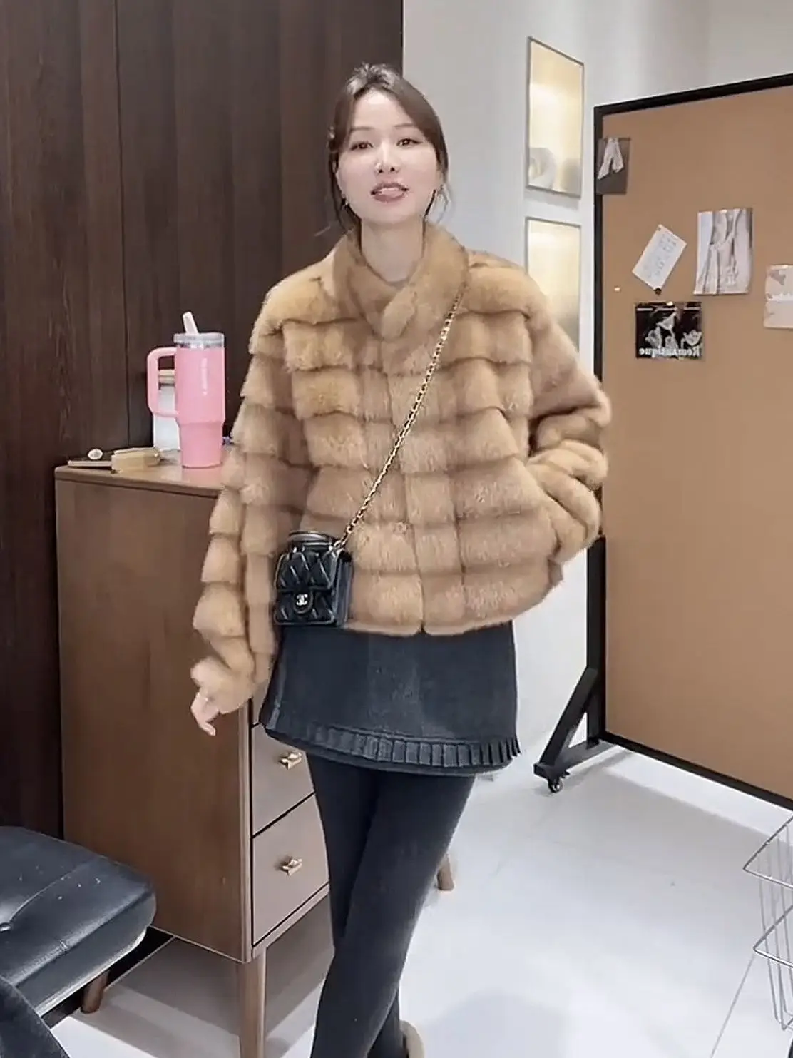 2026 Women Oversized Faux Mink Coat Stand Collar Snap Button Loose Fluffy Long Sleeve Warm Jacket Autumn Winter