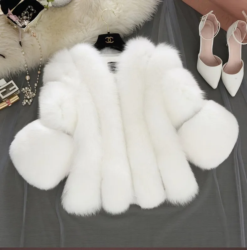 Winter Fur Coat Women Clothing Patchwork Faux Fur Jacket Luxury Brand Cropped Jackets Streetwear Warm Thick Short Tops New