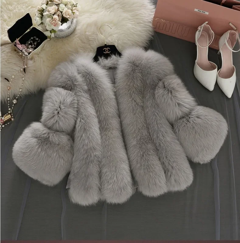 Winter Fur Coat Women Clothing Patchwork Faux Fur Jacket Luxury Brand Cropped Jackets Streetwear Warm Thick Short Tops New