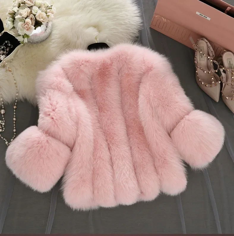 Winter Fur Coat Women Clothing Patchwork Faux Fur Jacket Luxury Brand Cropped Jackets Streetwear Warm Thick Short Tops New