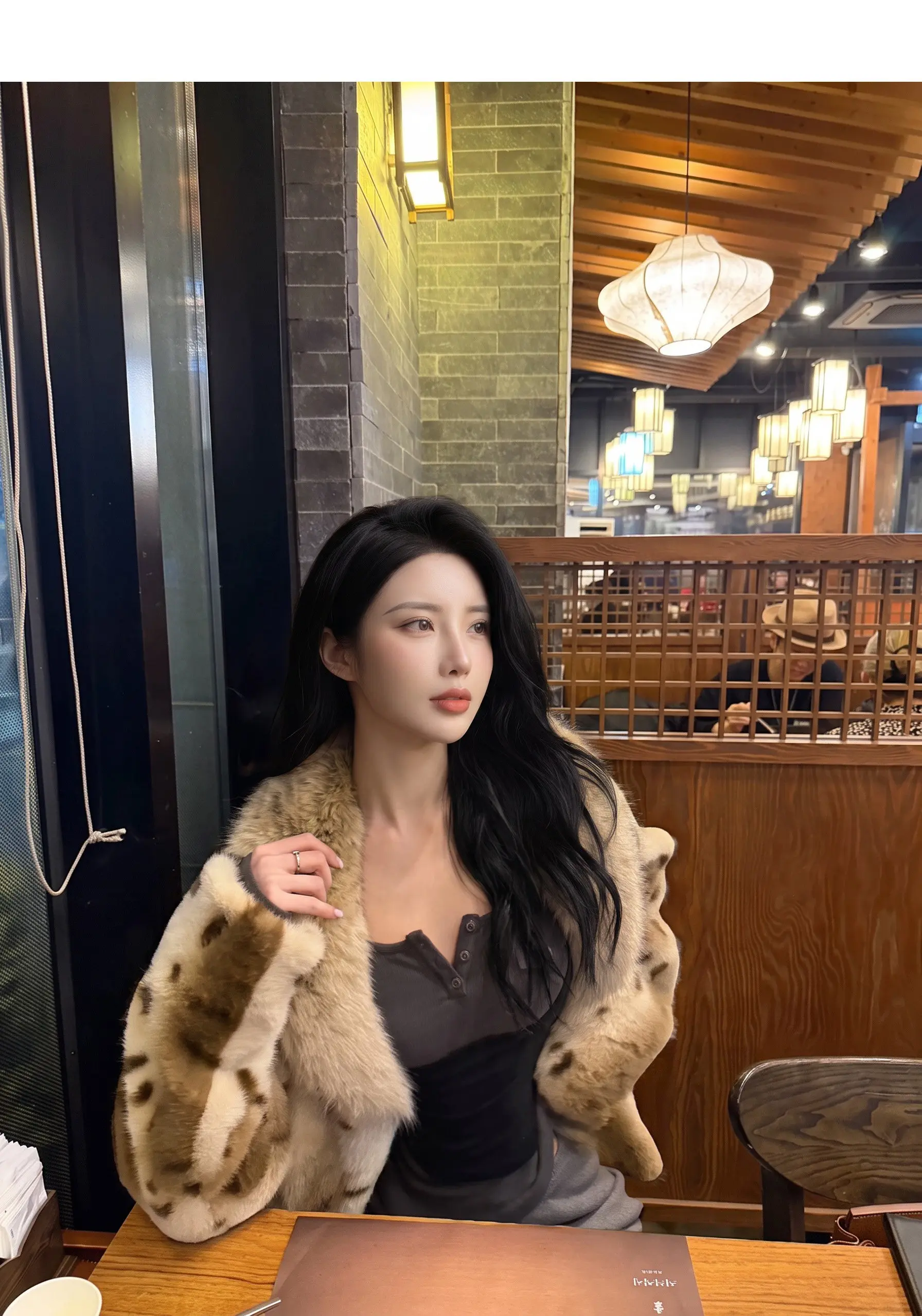 Autumn Winter Women Lapel Collar Leopard Faux Mink Fur Coat Adjustable Rope Waist Long Sleeve Warm Jacket Outerwear
