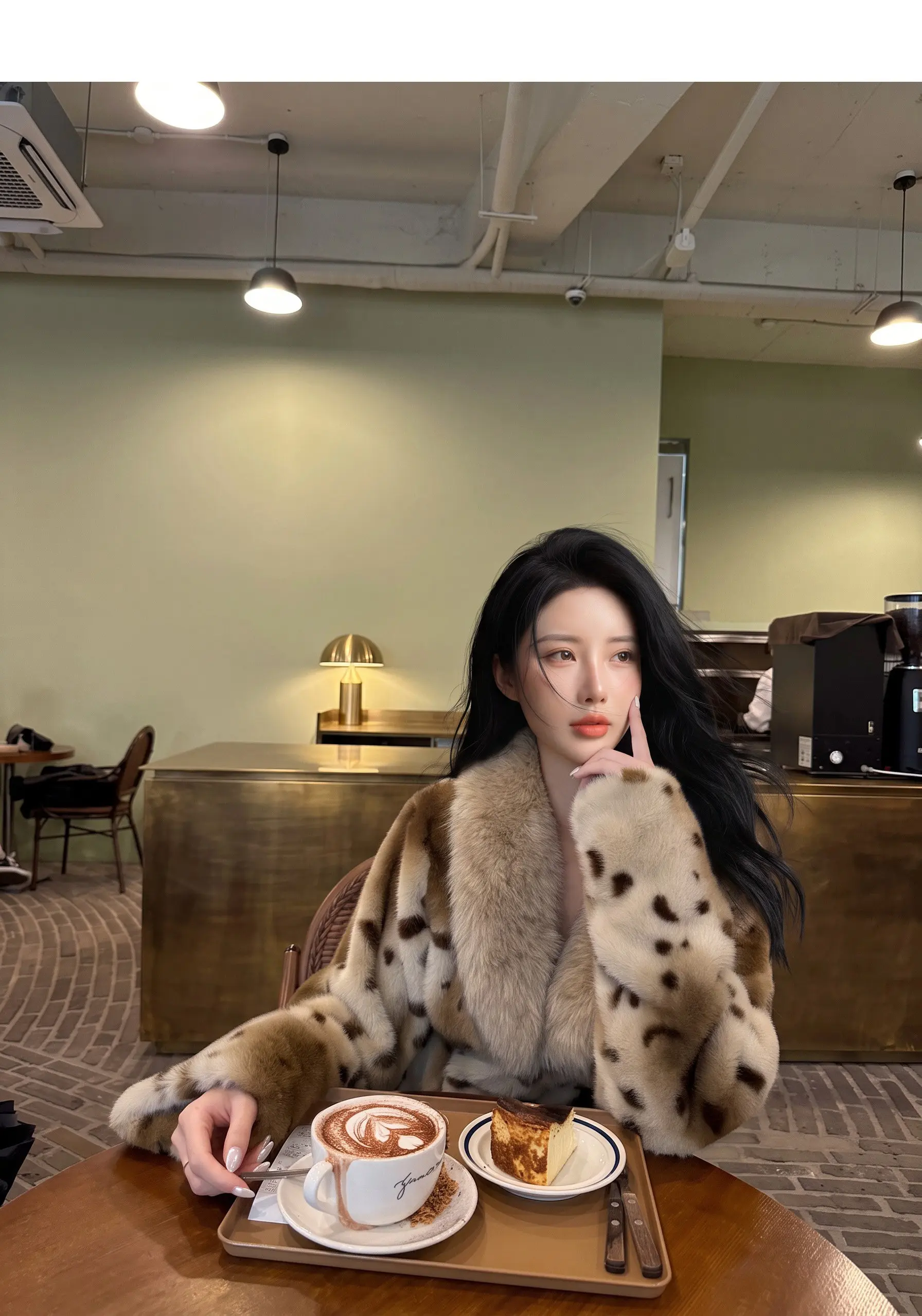 Autumn Winter Women Lapel Collar Leopard Faux Mink Fur Coat Adjustable Rope Waist Long Sleeve Warm Jacket Outerwear