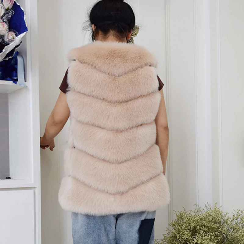 HJQJLJLS 2022 Winter Women Long Faux Fur Vest Gilet Female Sleeveless Fluffy Faux Fur Coat Jacket Fuzzy Coat Elegant Outerwear