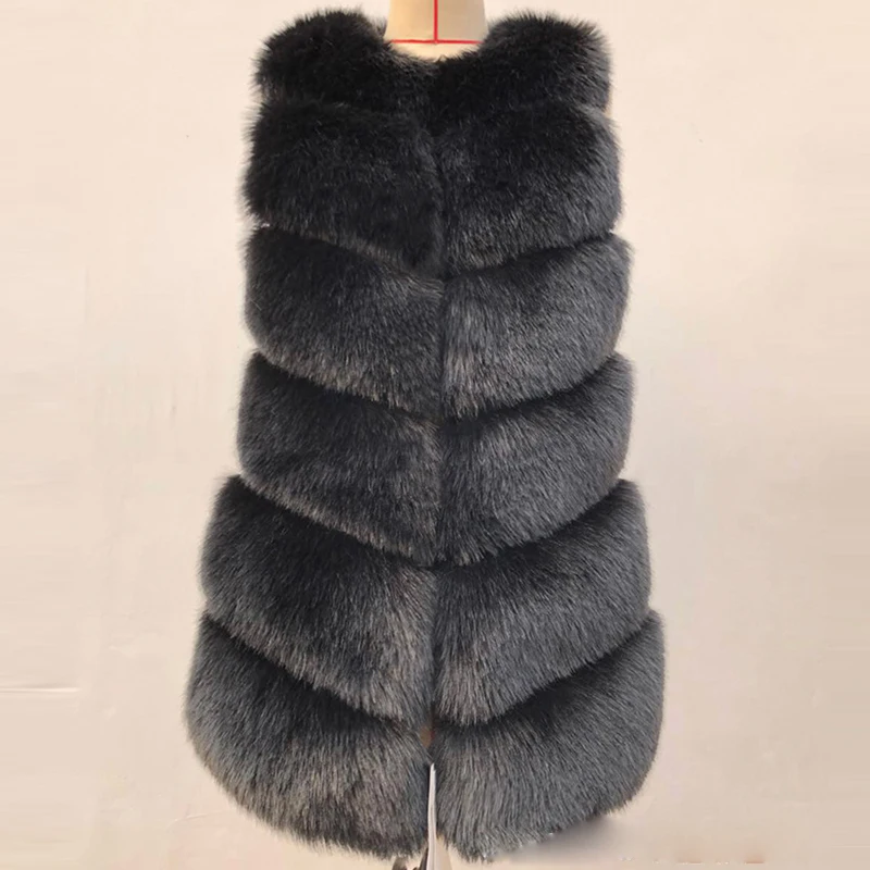 HJQJLJLS 2022 Winter Women Long Faux Fur Vest Gilet Female Sleeveless Fluffy Faux Fur Coat Jacket Fuzzy Coat Elegant Outerwear