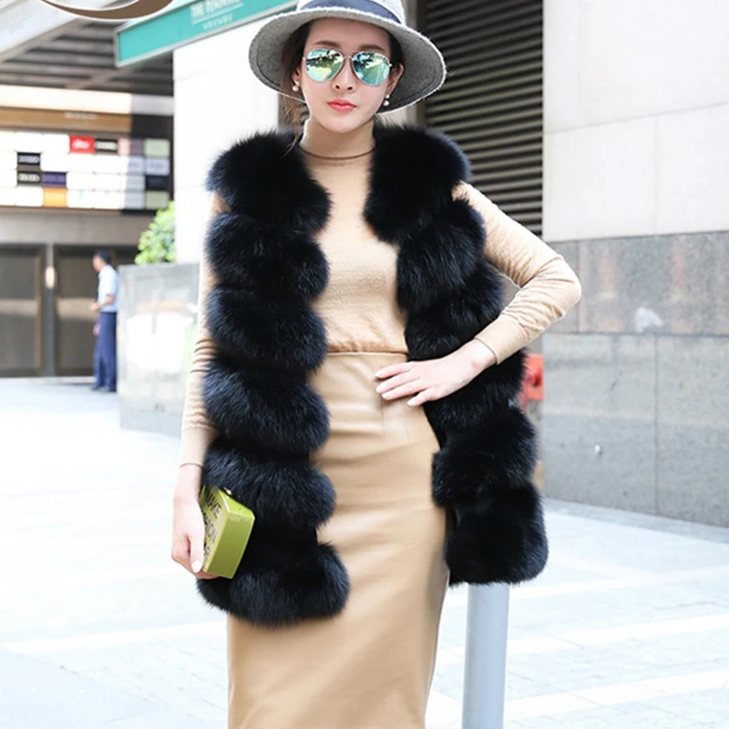 HJQJLJLS 2022 Winter Women Long Faux Fur Vest Gilet Female Sleeveless Fluffy Faux Fur Coat Jacket Fuzzy Coat Elegant Outerwear