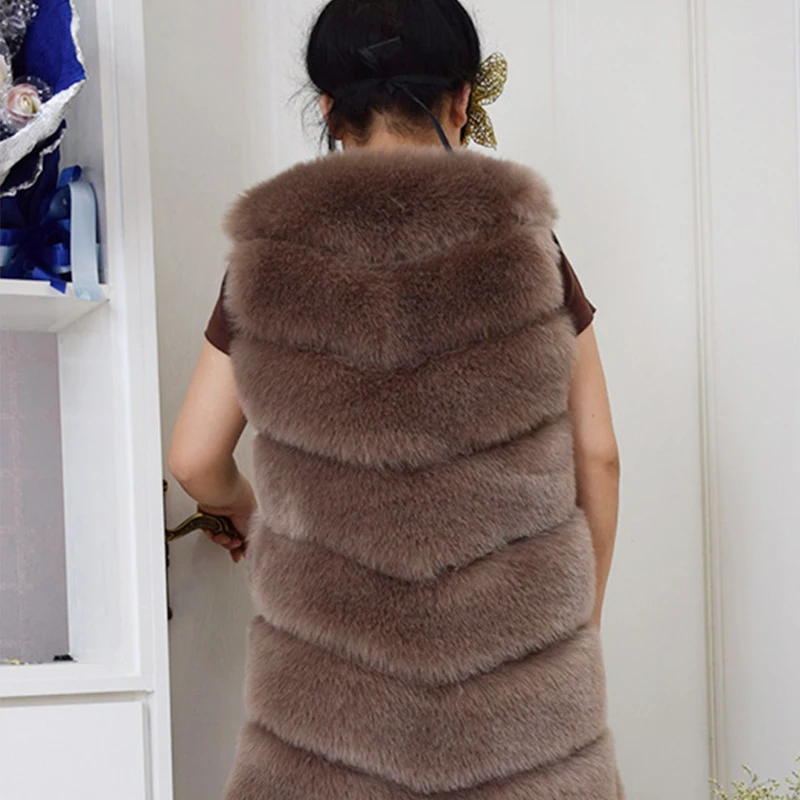HJQJLJLS 2022 Winter Women Long Faux Fur Vest Gilet Female Sleeveless Fluffy Faux Fur Coat Jacket Fuzzy Coat Elegant Outerwear