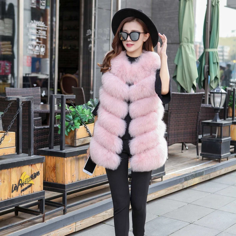 HJQJLJLS 2022 Winter Women Long Faux Fur Vest Gilet Female Sleeveless Fluffy Faux Fur Coat Jacket Fuzzy Coat Elegant Outerwear