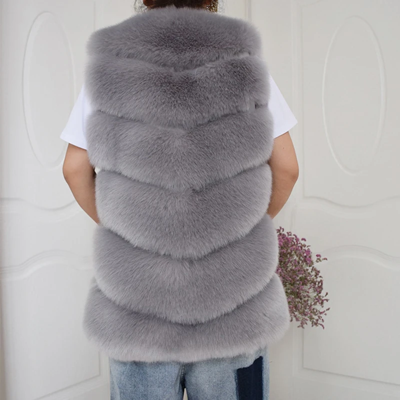 HJQJLJLS 2022 Winter Women Long Faux Fur Vest Gilet Female Sleeveless Fluffy Faux Fur Coat Jacket Fuzzy Coat Elegant Outerwear
