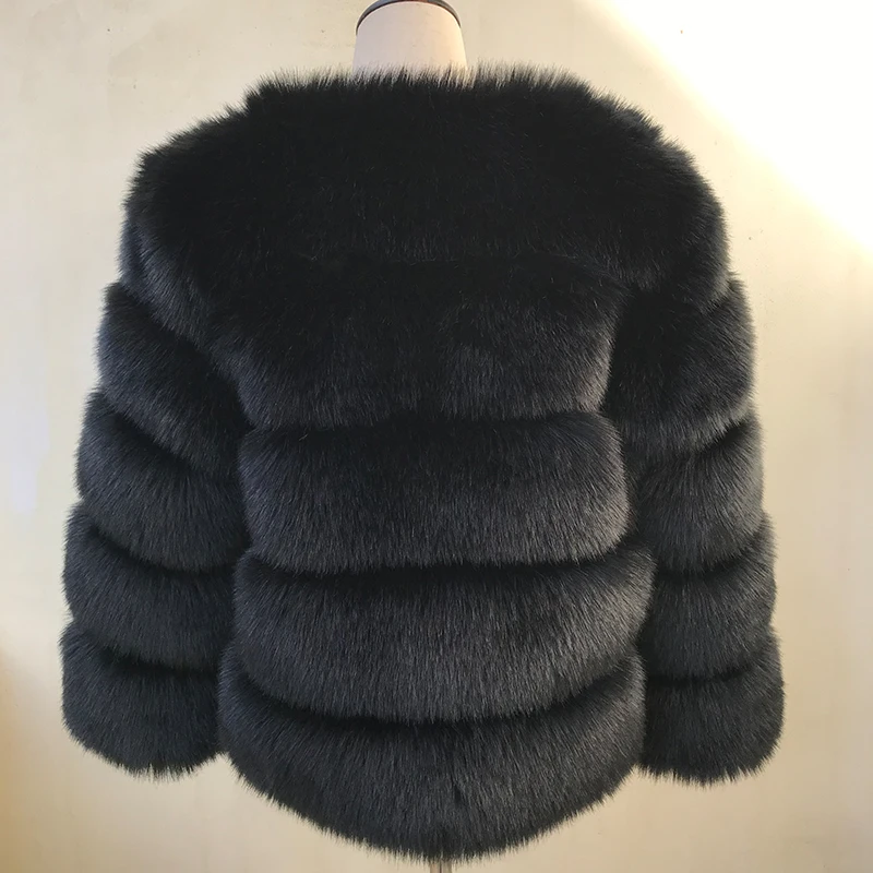 HJQJLJLS 2023 Winter New Fashion Women Faux Fur Coat Female Black Elegant Fluffy Thick Warm Artificial Fox Fur Jacket Outerwear