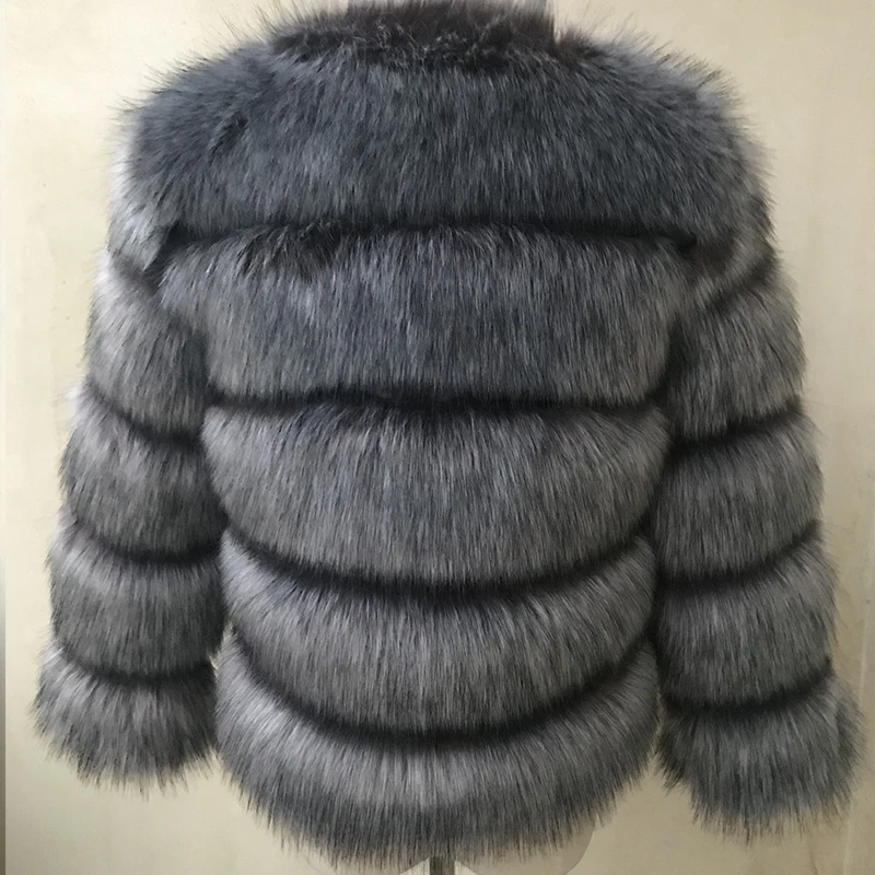 HJQJLJLS 2023 Winter New Fashion Women Faux Fur Coat Female Black Elegant Fluffy Thick Warm Artificial Fox Fur Jacket Outerwear