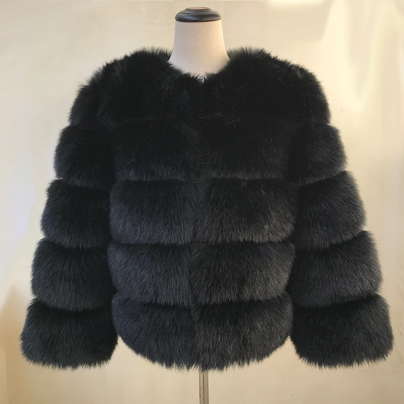 HJQJLJLS 2023 Winter New Fashion Women Faux Fur Coat Female Black Elegant Fluffy Thick Warm Artificial Fox Fur Jacket Outerwear