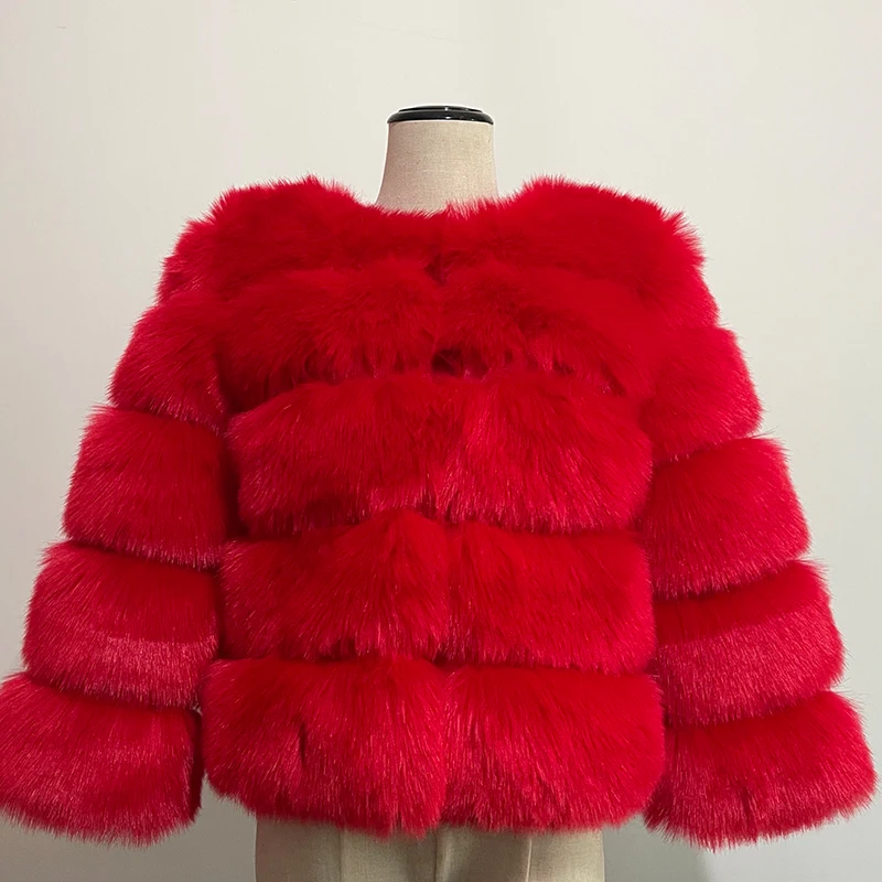HJQJLJLS 2023 Winter New Fashion Women Faux Fur Coat Female Black Elegant Fluffy Thick Warm Artificial Fox Fur Jacket Outerwear