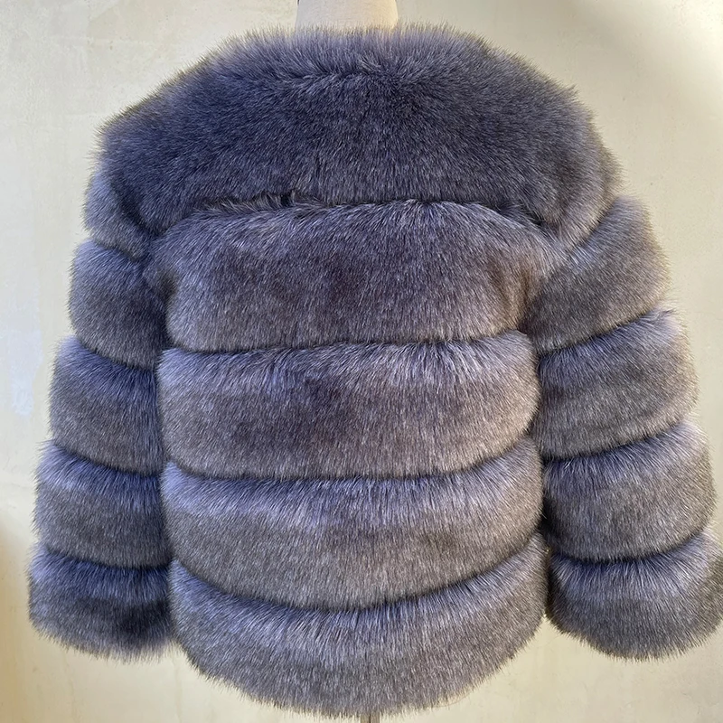 HJQJLJLS 2023 Winter New Fashion Women Faux Fur Coat Female Black Elegant Fluffy Thick Warm Artificial Fox Fur Jacket Outerwear