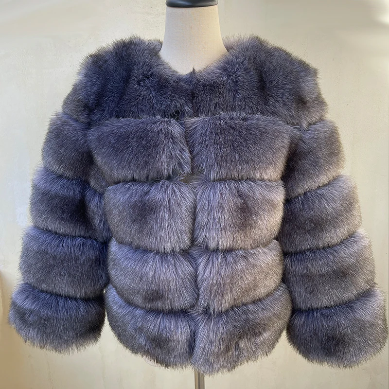 HJQJLJLS 2023 Winter New Fashion Women Faux Fur Coat Female Black Elegant Fluffy Thick Warm Artificial Fox Fur Jacket Outerwear