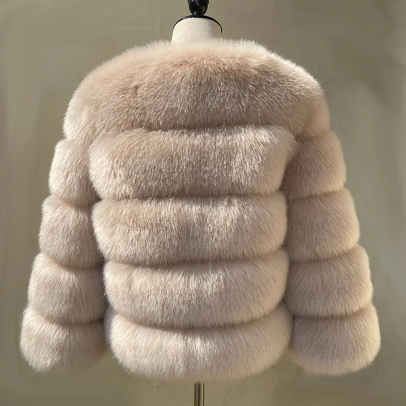 HJQJLJLS 2023 Winter New Fashion Women Faux Fur Coat Female Black Elegant Fluffy Thick Warm Artificial Fox Fur Jacket Outerwear