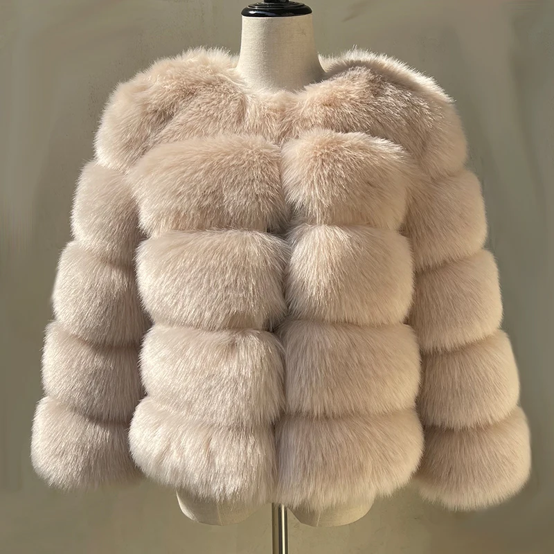 HJQJLJLS 2023 Winter New Fashion Women Faux Fur Coat Female Black Elegant Fluffy Thick Warm Artificial Fox Fur Jacket Outerwear