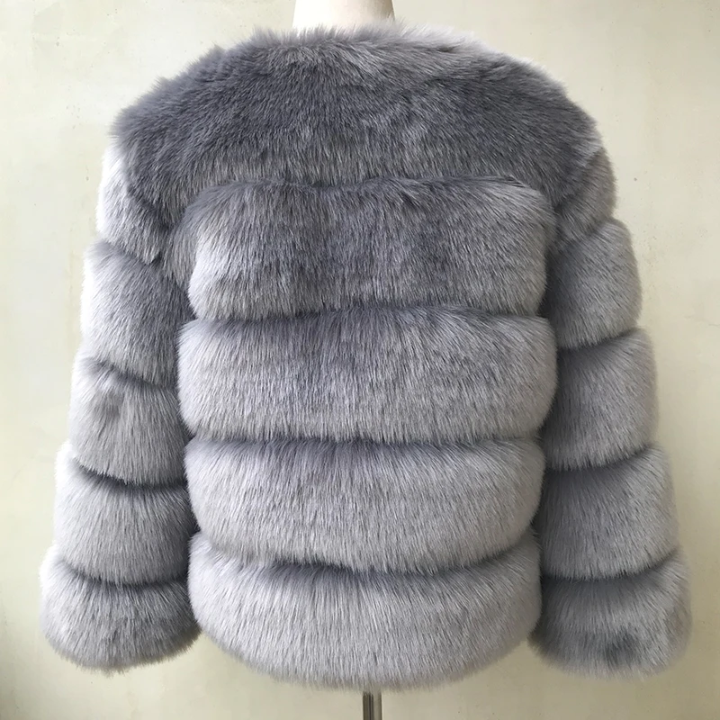 HJQJLJLS 2023 Winter New Fashion Women Faux Fur Coat Female Black Elegant Fluffy Thick Warm Artificial Fox Fur Jacket Outerwear