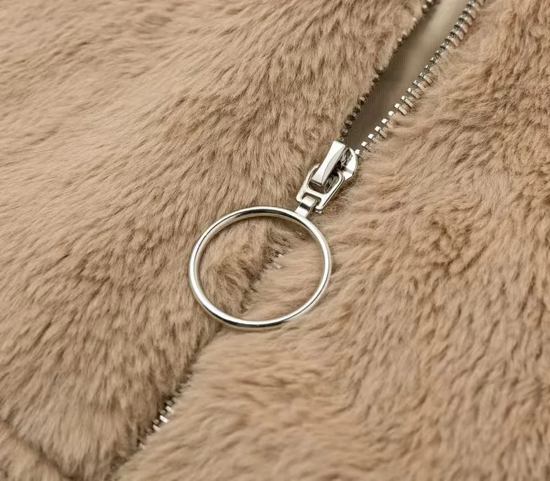 New Faux Rabbit Fur Coat for Women,Zipper Jacket,Turn-down Collar Outwear,Thick,Autumn and Winter,2026