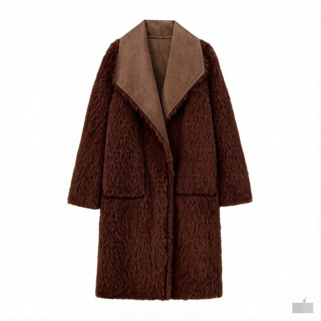 Women's Double-Sided Faux Fur Coat European And American Style Long Jacket for Autumn Winter New Fashion Item
