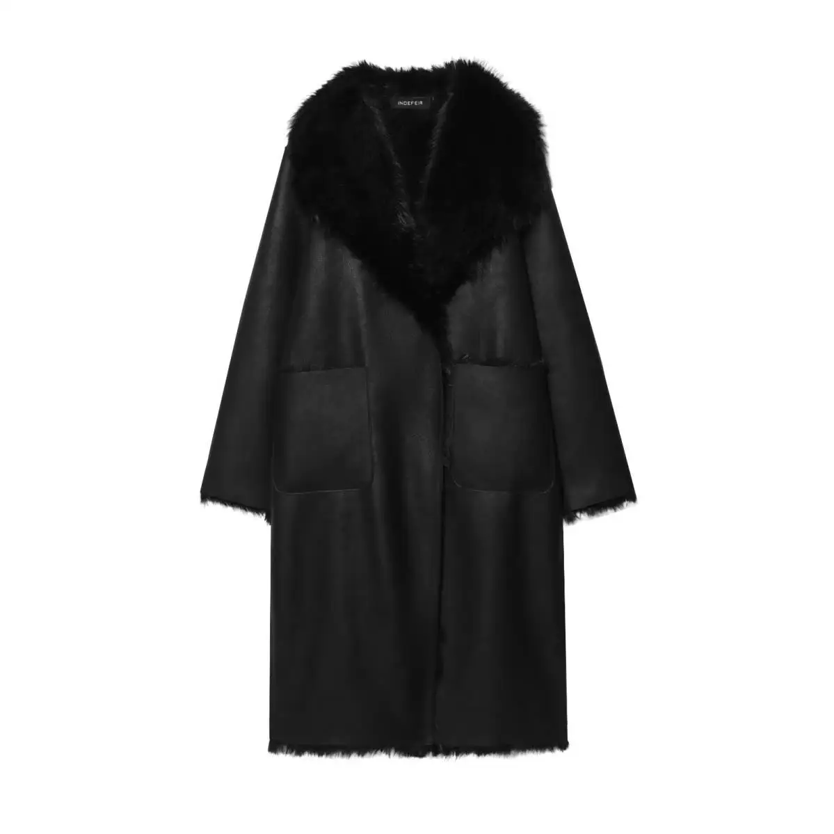 Women's Double-Sided Faux Fur Coat European And American Style Long Jacket for Autumn Winter New Fashion Item