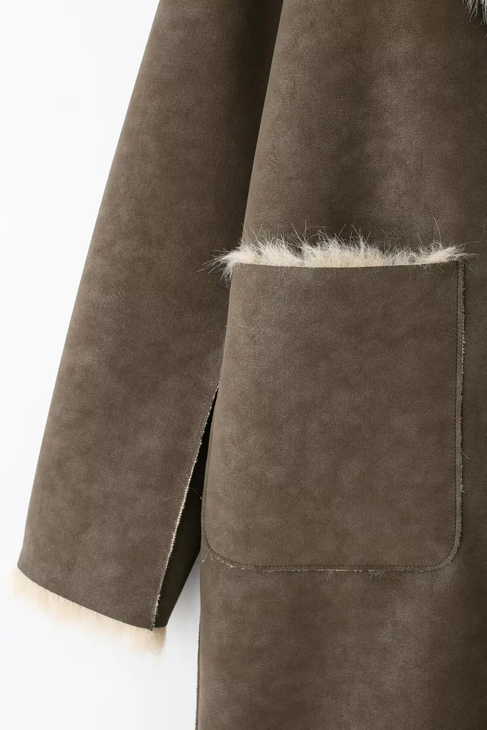 Women's Double-Sided Faux Fur Coat European And American Style Long Jacket for Autumn Winter New Fashion Item