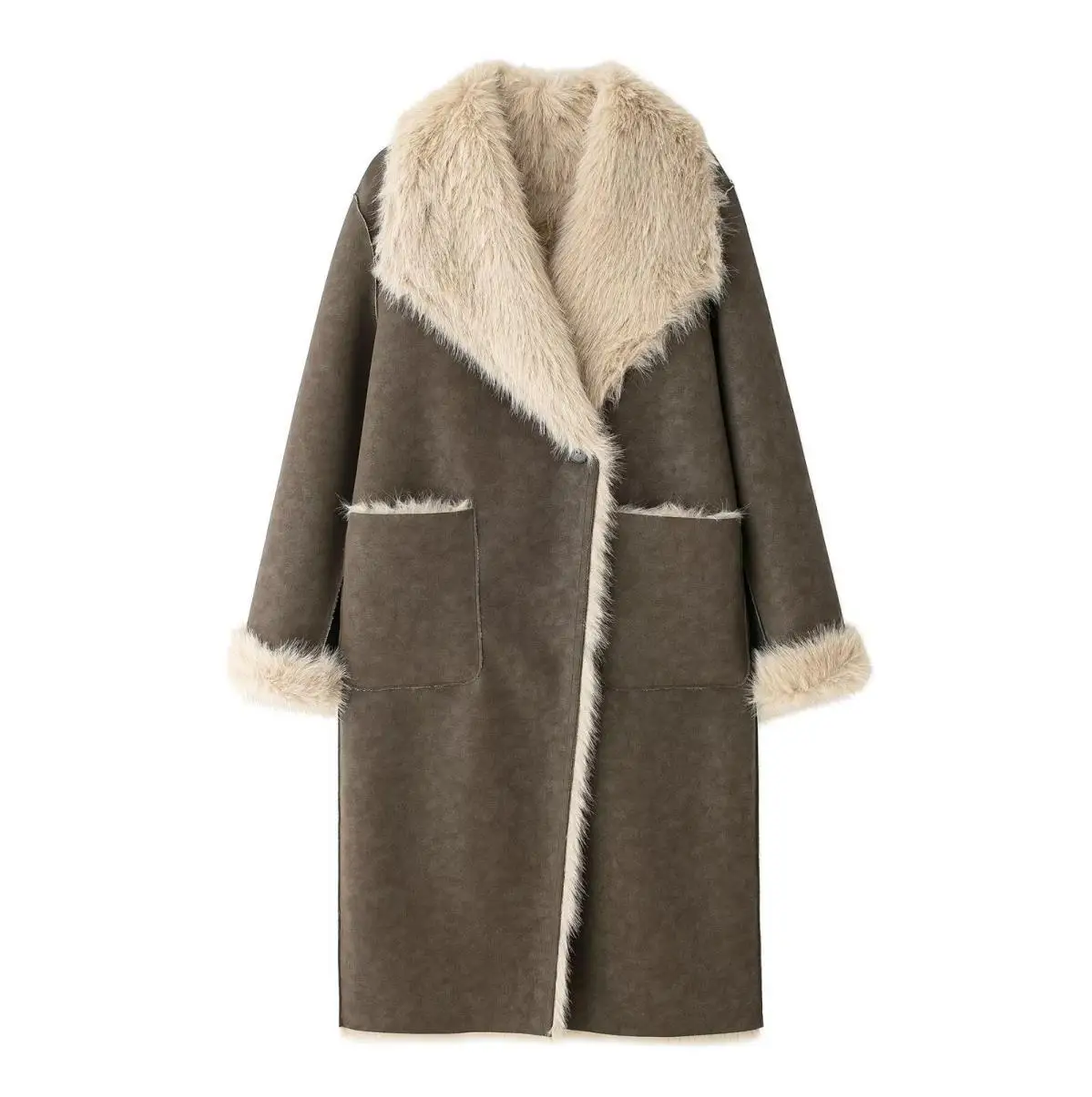Women's Double-Sided Faux Fur Coat European And American Style Long Jacket for Autumn Winter New Fashion Item