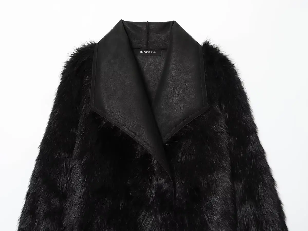 Women's Double-Sided Faux Fur Coat European And American Style Long Jacket for Autumn Winter New Fashion Item