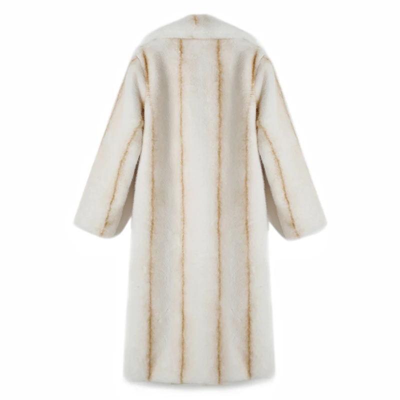 Neo Mint 2024 Winter High Quality Long Faux Mink Fur Coat Women High Street Furry Fur Jacket Luxury Brand Outerwear Overcoat