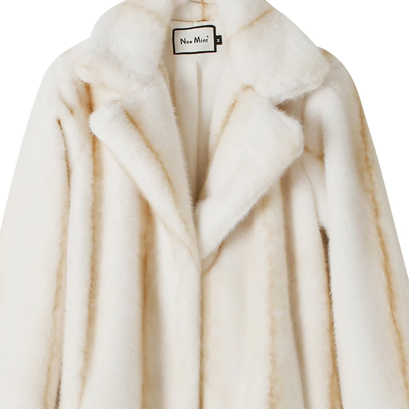 Neo Mint 2024 Winter High Quality Long Faux Mink Fur Coat Women High Street Furry Fur Jacket Luxury Brand Outerwear Overcoat