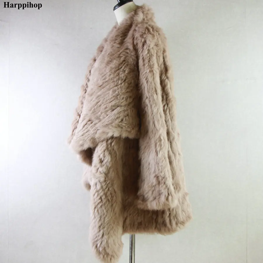 Women Fur Coats Colorful Real Rabbit Fur Coat Female Luxury Natural Knitted Rabbit Fur Winter Jacket 2019 New Fur Overcoat