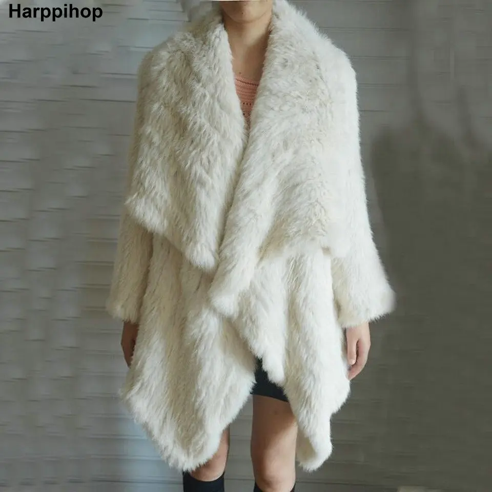 Women Fur Coats Colorful Real Rabbit Fur Coat Female Luxury Natural Knitted Rabbit Fur Winter Jacket 2019 New Fur Overcoat