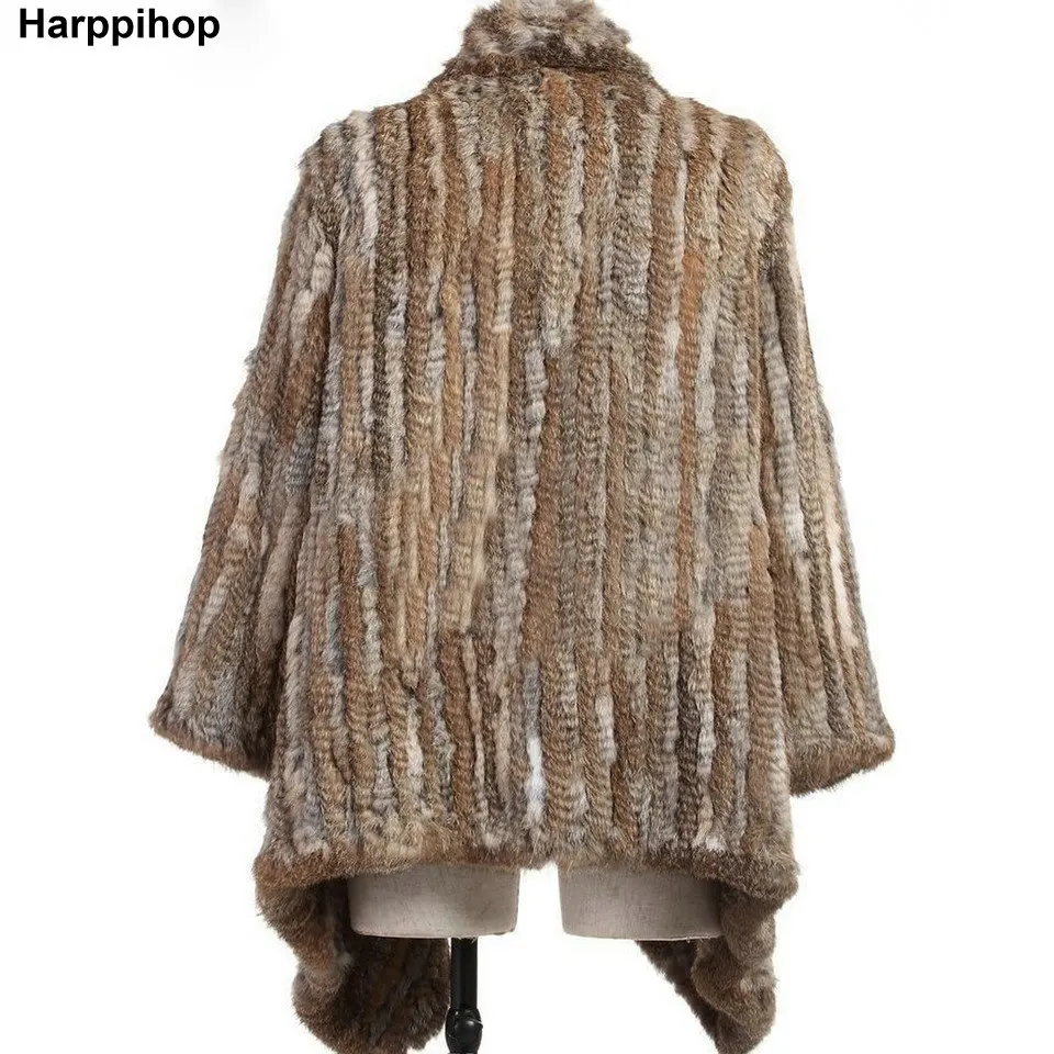 Women Fur Coats Colorful Real Rabbit Fur Coat Female Luxury Natural Knitted Rabbit Fur Winter Jacket 2019 New Fur Overcoat
