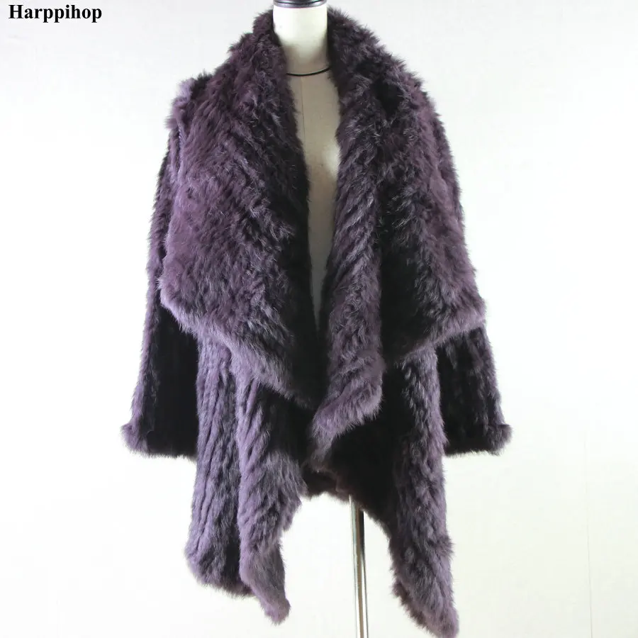 Women Fur Coats Colorful Real Rabbit Fur Coat Female Luxury Natural Knitted Rabbit Fur Winter Jacket 2019 New Fur Overcoat