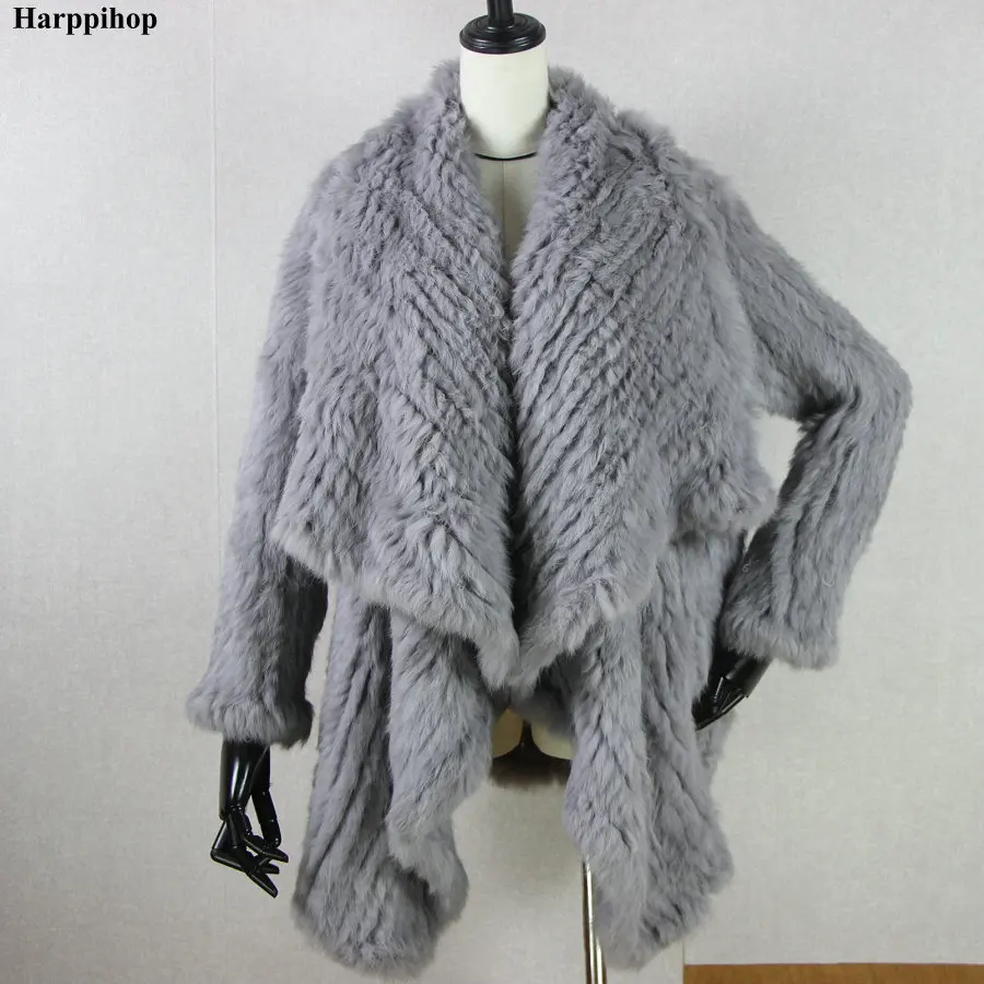 Women Fur Coats Colorful Real Rabbit Fur Coat Female Luxury Natural Knitted Rabbit Fur Winter Jacket 2019 New Fur Overcoat