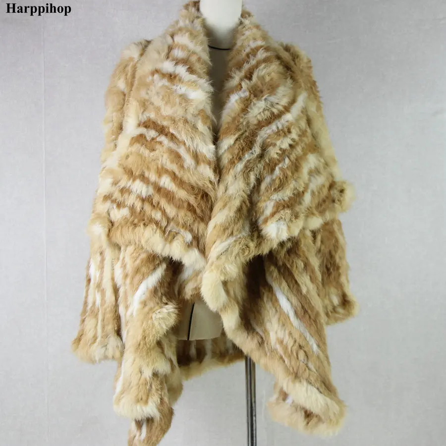 Women Fur Coats Colorful Real Rabbit Fur Coat Female Luxury Natural Knitted Rabbit Fur Winter Jacket 2019 New Fur Overcoat
