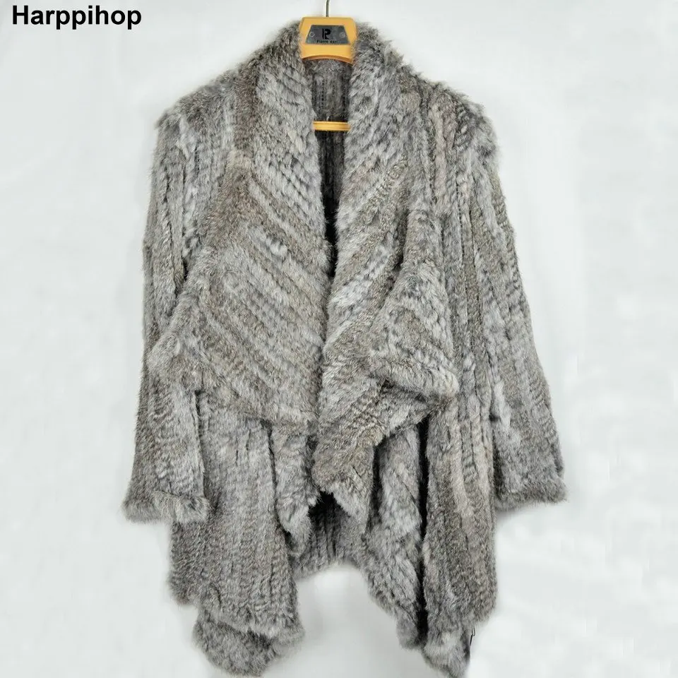 Women Fur Coats Colorful Real Rabbit Fur Coat Female Luxury Natural Knitted Rabbit Fur Winter Jacket 2019 New Fur Overcoat