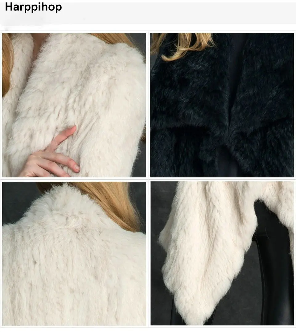 Women Fur Coats Colorful Real Rabbit Fur Coat Female Luxury Natural Knitted Rabbit Fur Winter Jacket 2019 New Fur Overcoat