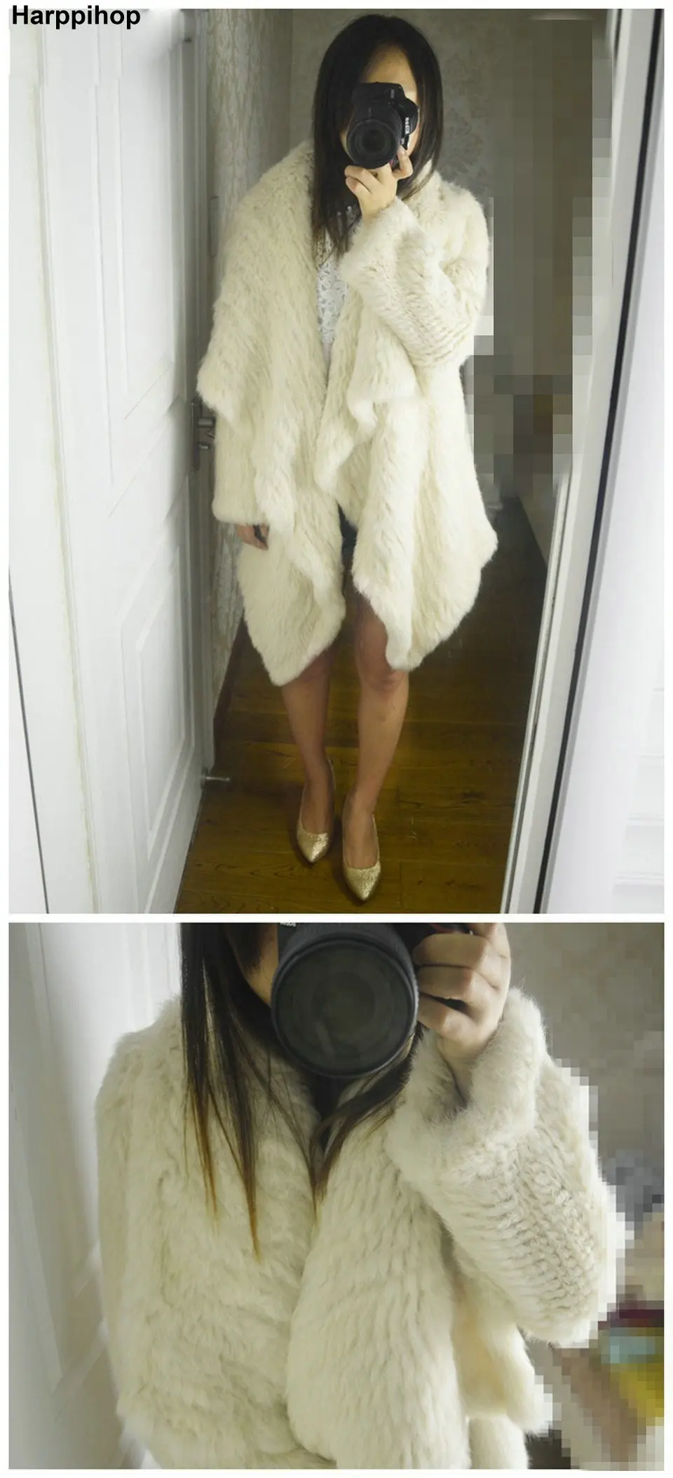 Women Fur Coats Colorful Real Rabbit Fur Coat Female Luxury Natural Knitted Rabbit Fur Winter Jacket 2019 New Fur Overcoat